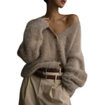 Cardigan Fluffy Mohair-Look Oversized Fit With Pockets