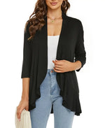 Cardigan Lightweight Draped Open Front 3/4 Sleeves