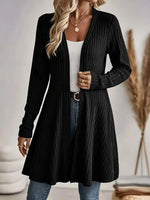 Cardigan Long Ribbed Knit Open Front Lightweight Layering