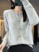 Cardigan Sweater Pure Mink Cashmere Lightweight Insulating Knit