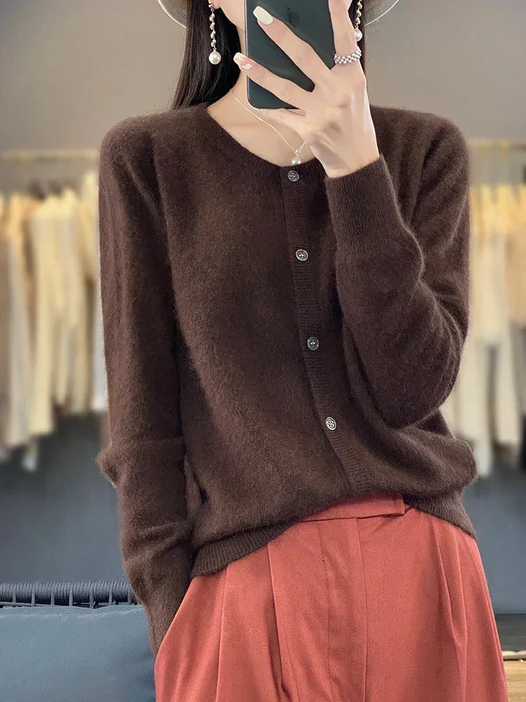 Cardigan Sweater Pure Mink Cashmere Lightweight Insulating Knit