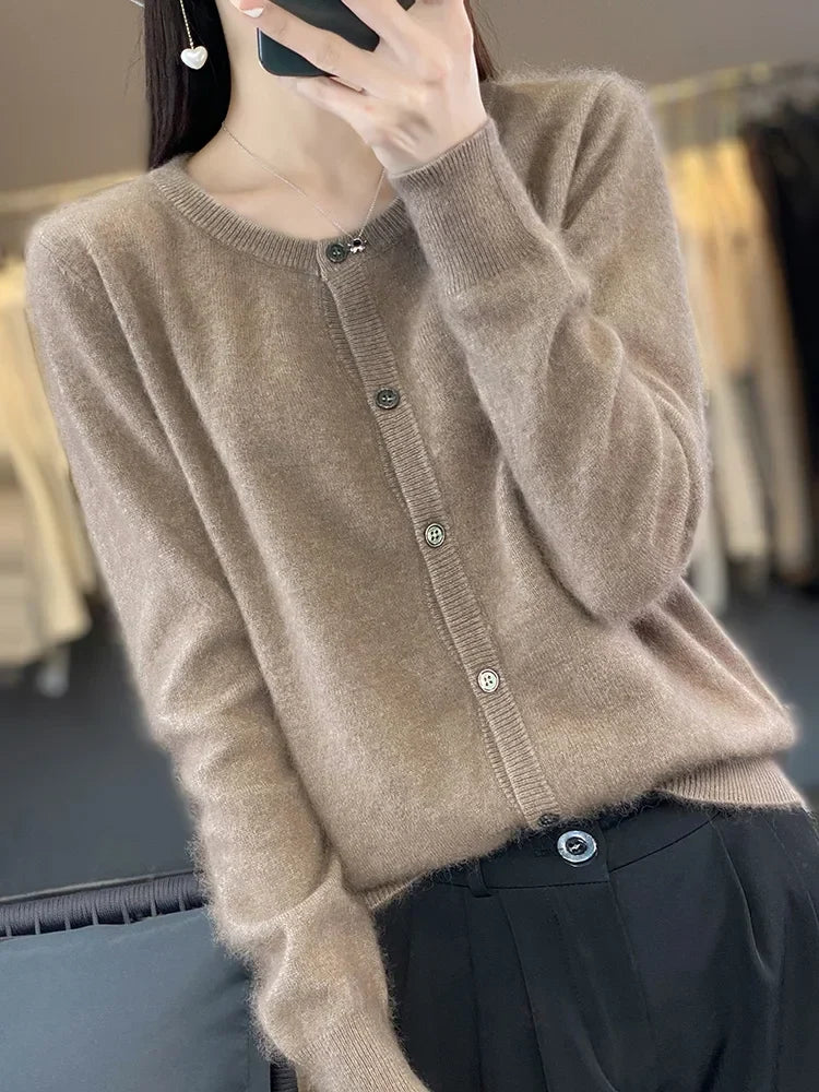 Cardigan Sweater Pure Mink Cashmere Lightweight Insulating Knit
