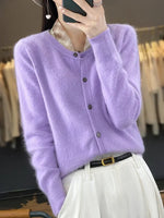 Cardigan Sweater Pure Mink Cashmere Lightweight Insulating Knit