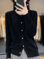 Cardigan Sweater Pure Mink Cashmere Lightweight Insulating Knit