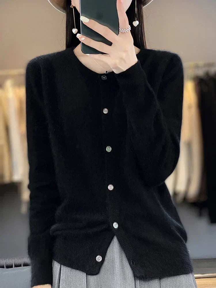 Cardigan Sweater Pure Mink Cashmere Lightweight Insulating Knit