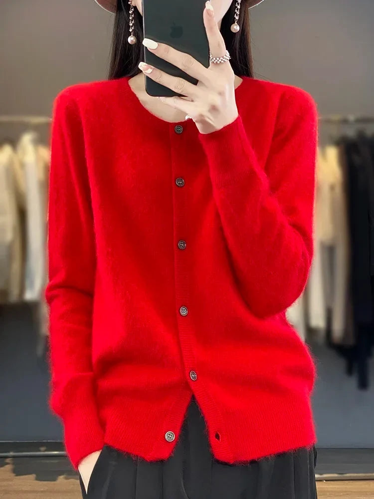 Cardigan Sweater Pure Mink Cashmere Lightweight Insulating Knit
