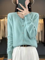 Cardigan Sweater Pure Mink Cashmere Lightweight Insulating Knit