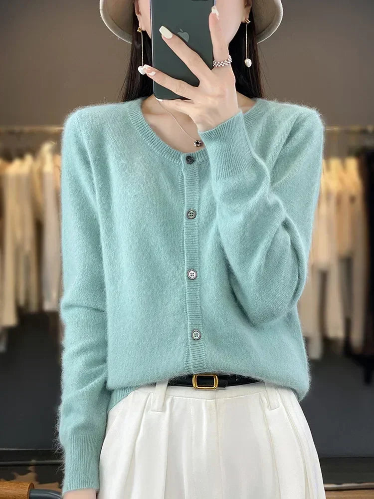 Cardigan Sweater Pure Mink Cashmere Lightweight Insulating Knit