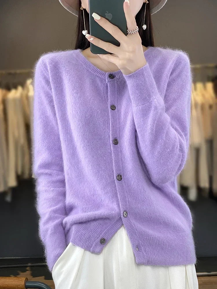 Cardigan Sweater Pure Mink Cashmere Lightweight Insulating Knit
