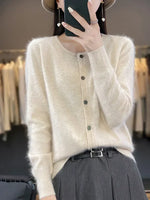 Cardigan Sweater Pure Mink Cashmere Lightweight Insulating Knit