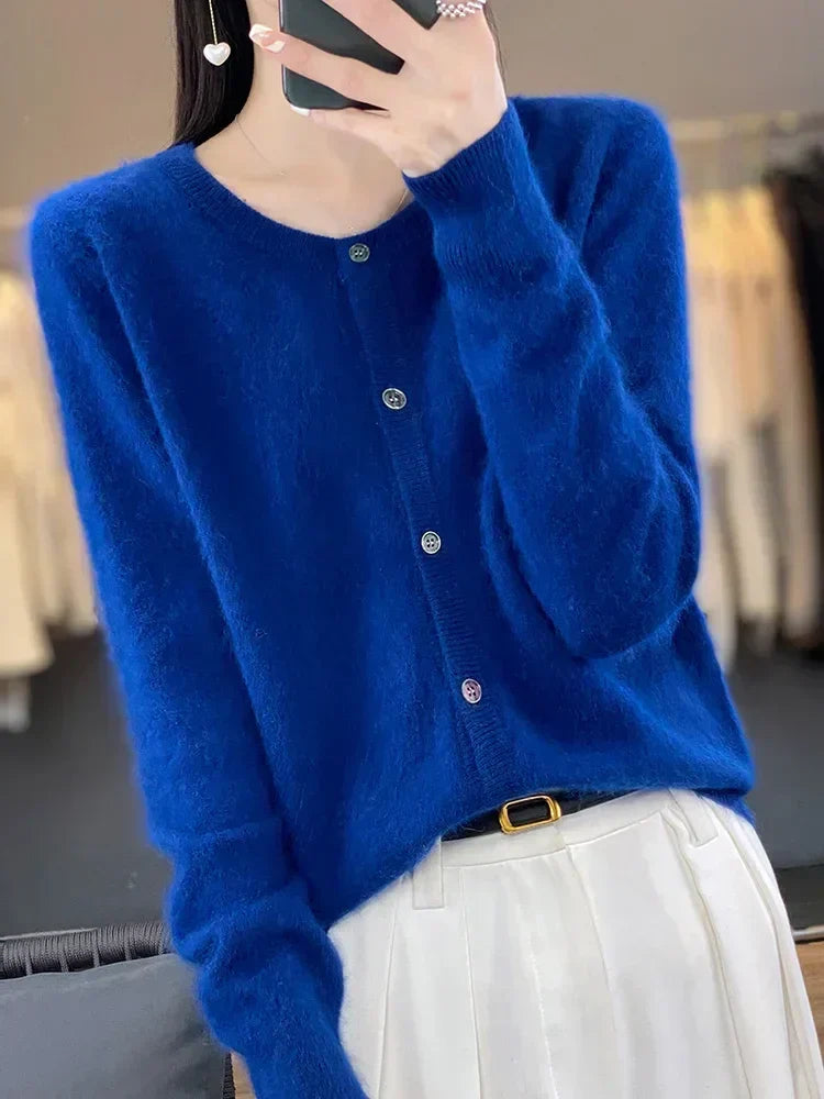 Cardigan Sweater Pure Mink Cashmere Lightweight Insulating Knit