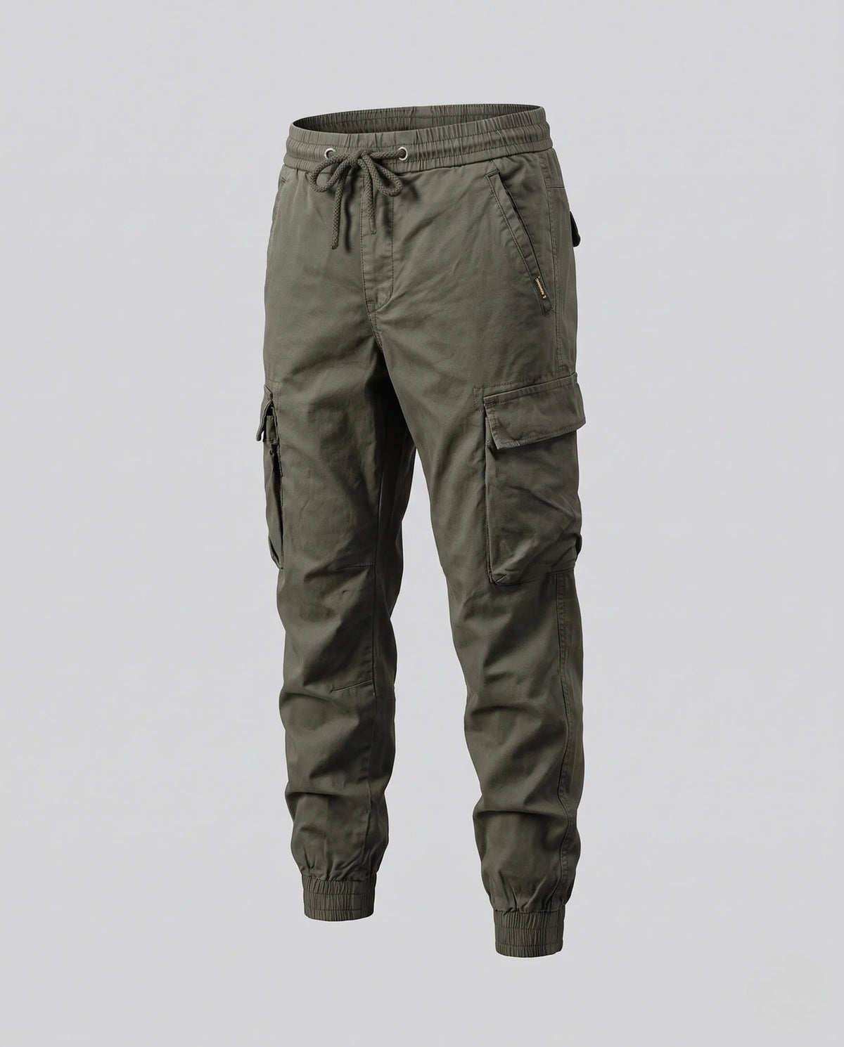 Cargo Pants Elastic Waistband With Drawstring Side Pockets
