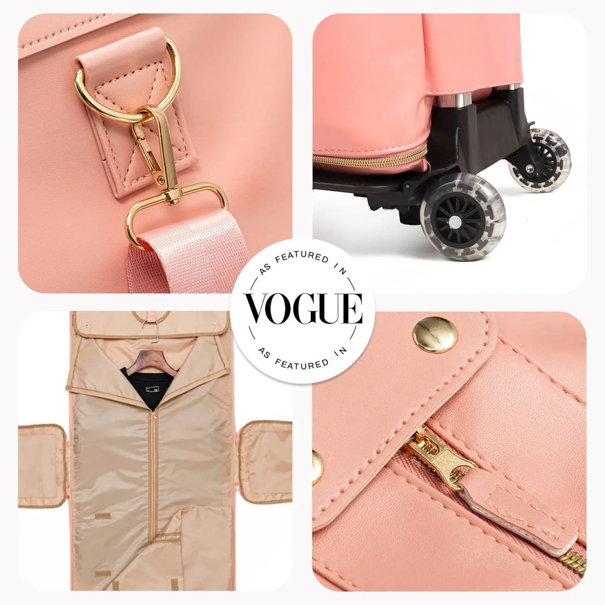 Carry-On Bag Water-Resistant PU Leather Built-In Hanging System