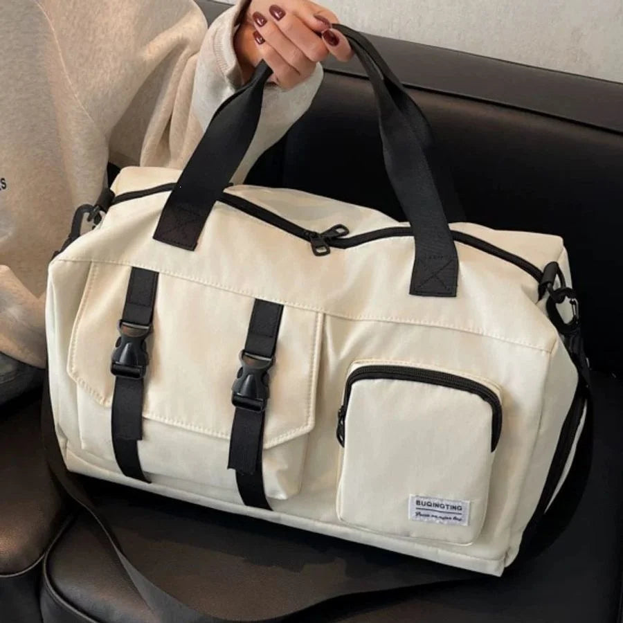 Carry-On Duffel Bag Spacious Durable Fabric Multiple Zippered Pockets