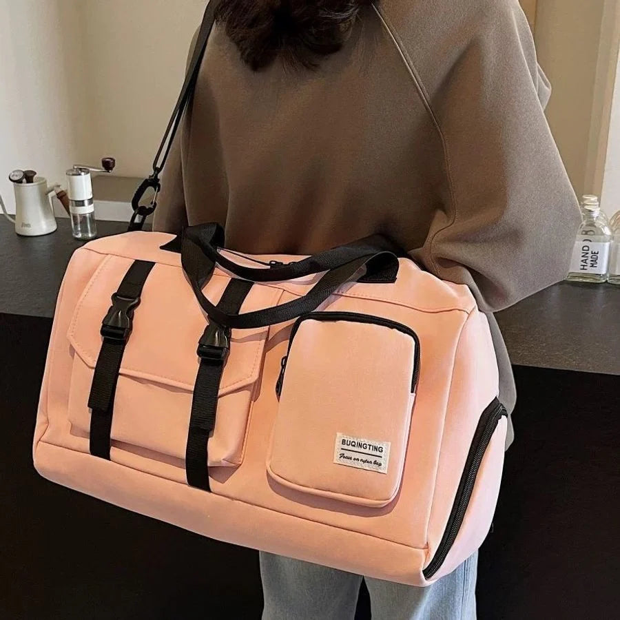 Carry-On Duffel Bag Spacious Durable Fabric Multiple Zippered Pockets