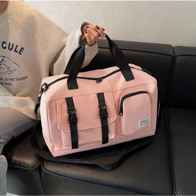 Carry-On Duffel Bag Spacious Durable Fabric Multiple Zippered Pockets