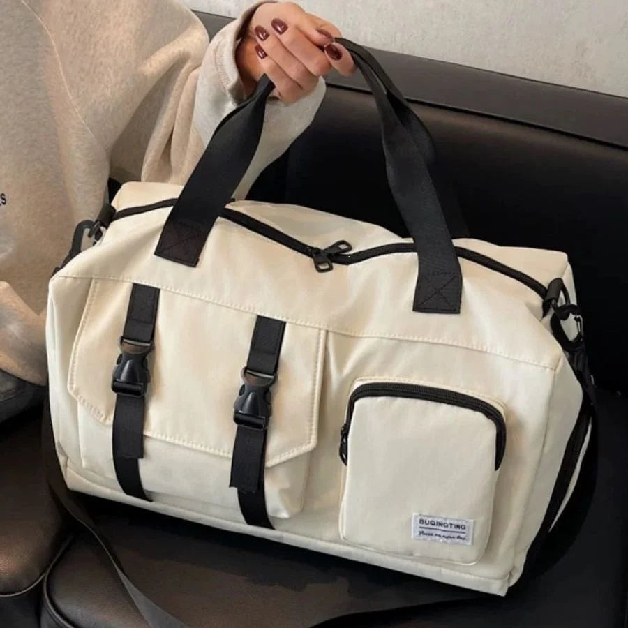 Carry-On Duffel Bag Spacious Durable Fabric Multiple Zippered Pockets