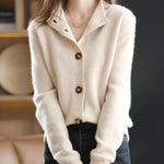 Cashmere Cardigan 100% Cashmere Lightweight Fine Knit Relaxed Fit