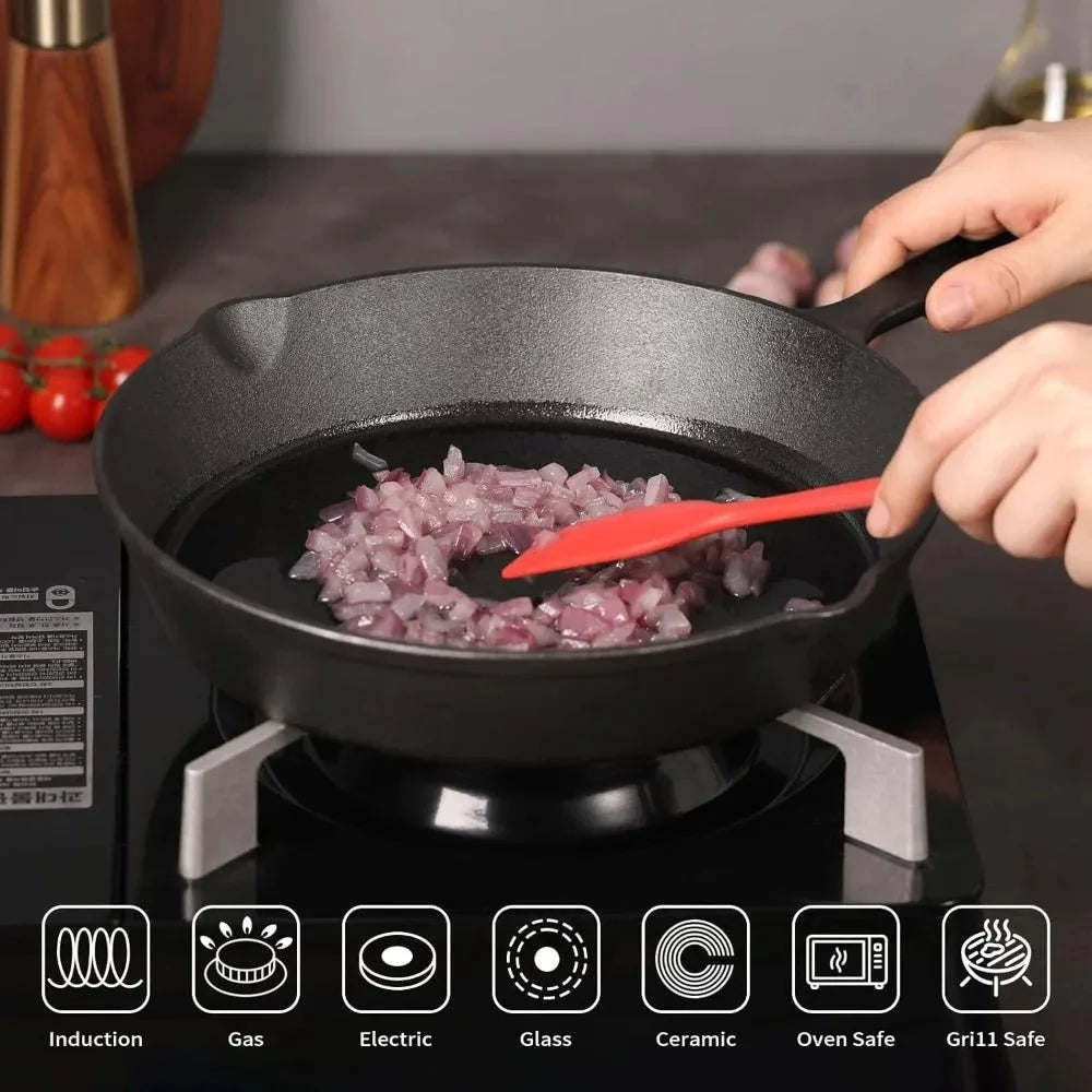 Cast Iron Skillet Even Heat Stovetop & Oven Compatible