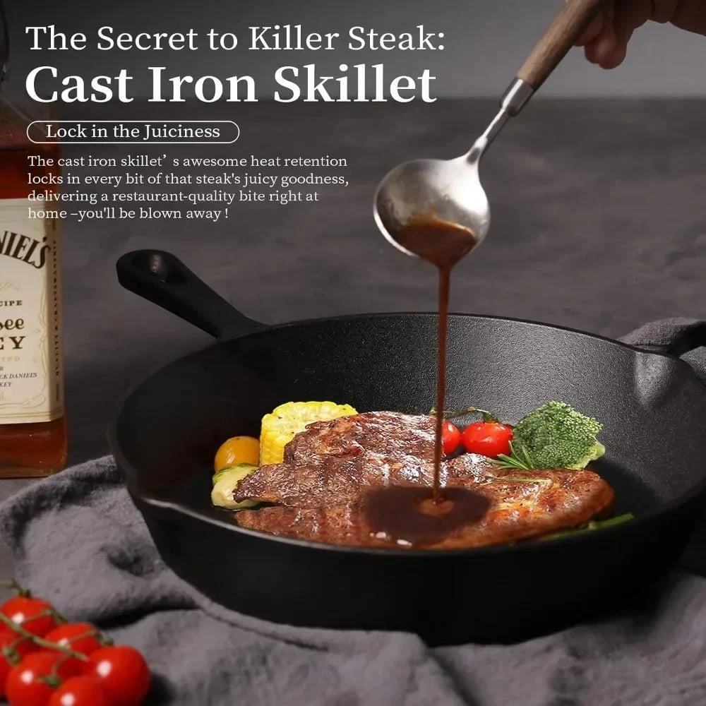 Cast Iron Skillet Even Heat Stovetop & Oven Compatible