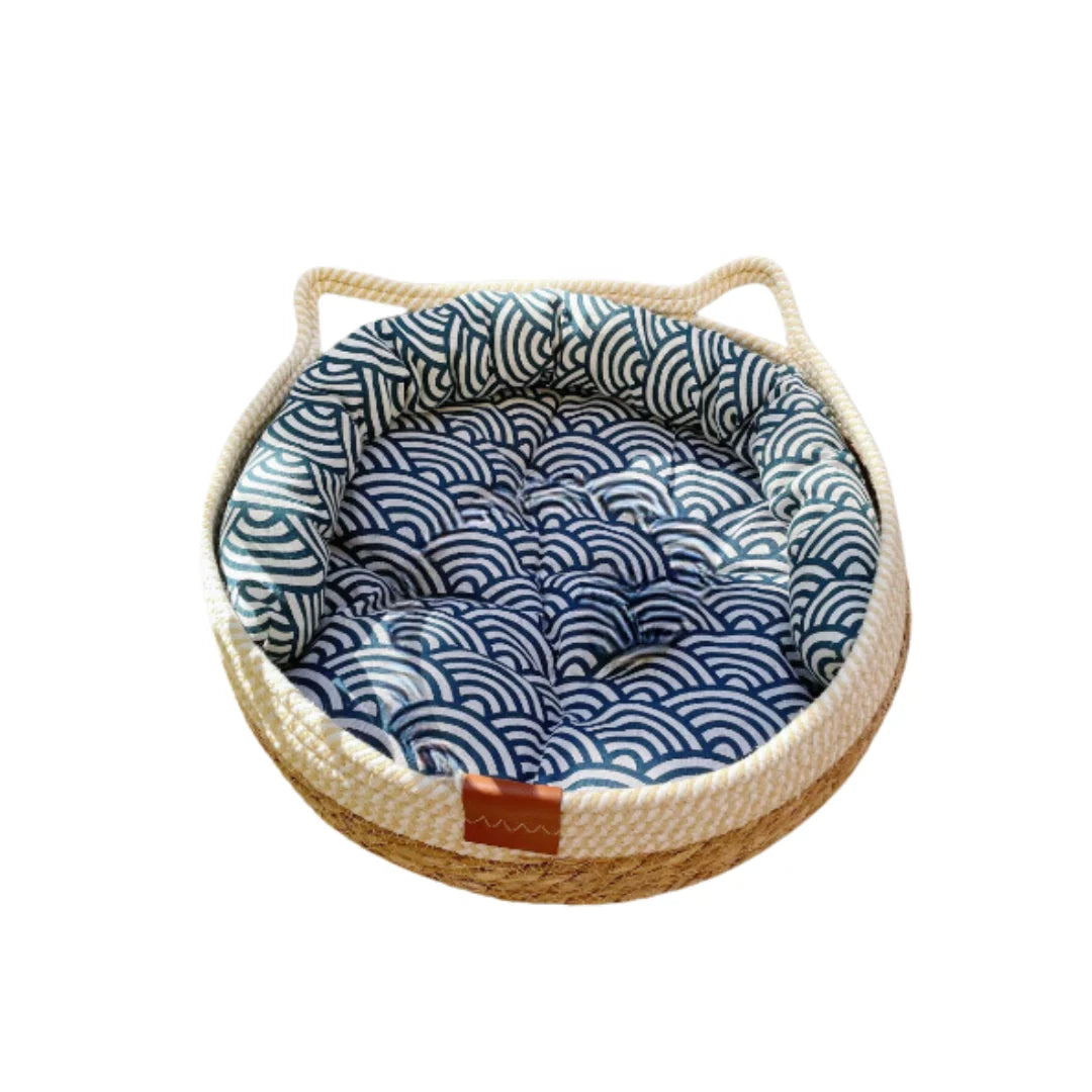 Cat Bed Handcrafted Sisal Nest Removable Cotton Cushion