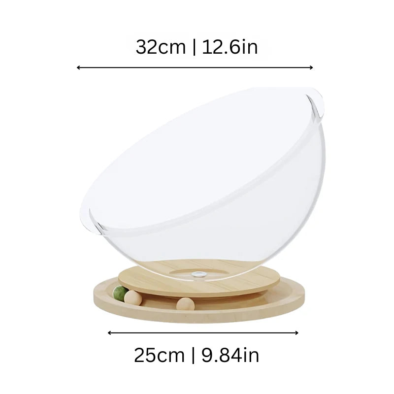 Cat Bed Pod Transparent Acrylic & Wood Space Capsule