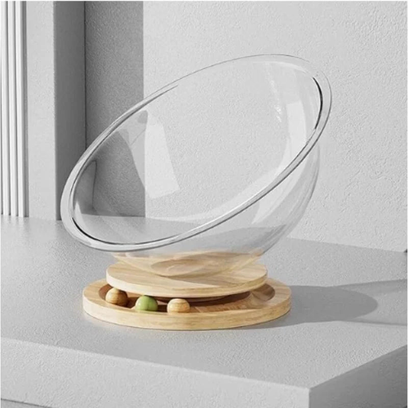 Cat Bed Pod Transparent Acrylic & Wood Space Capsule