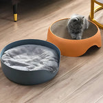 Cat Bed & Scratcher Reversible Plush Replaceable Cardboard