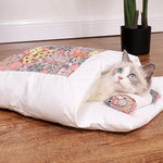 Cat Bed Semi-Enclosed Cave Design Pillow Included