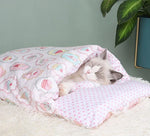 Cat Bed Semi-Enclosed Cave Design Pillow Included
