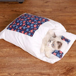 Cat Bed Semi-Enclosed Cave Design Pillow Included