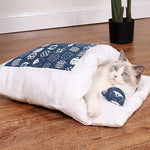 Cat Cave Bed Plush Enclosed With Pillow Washable Cover