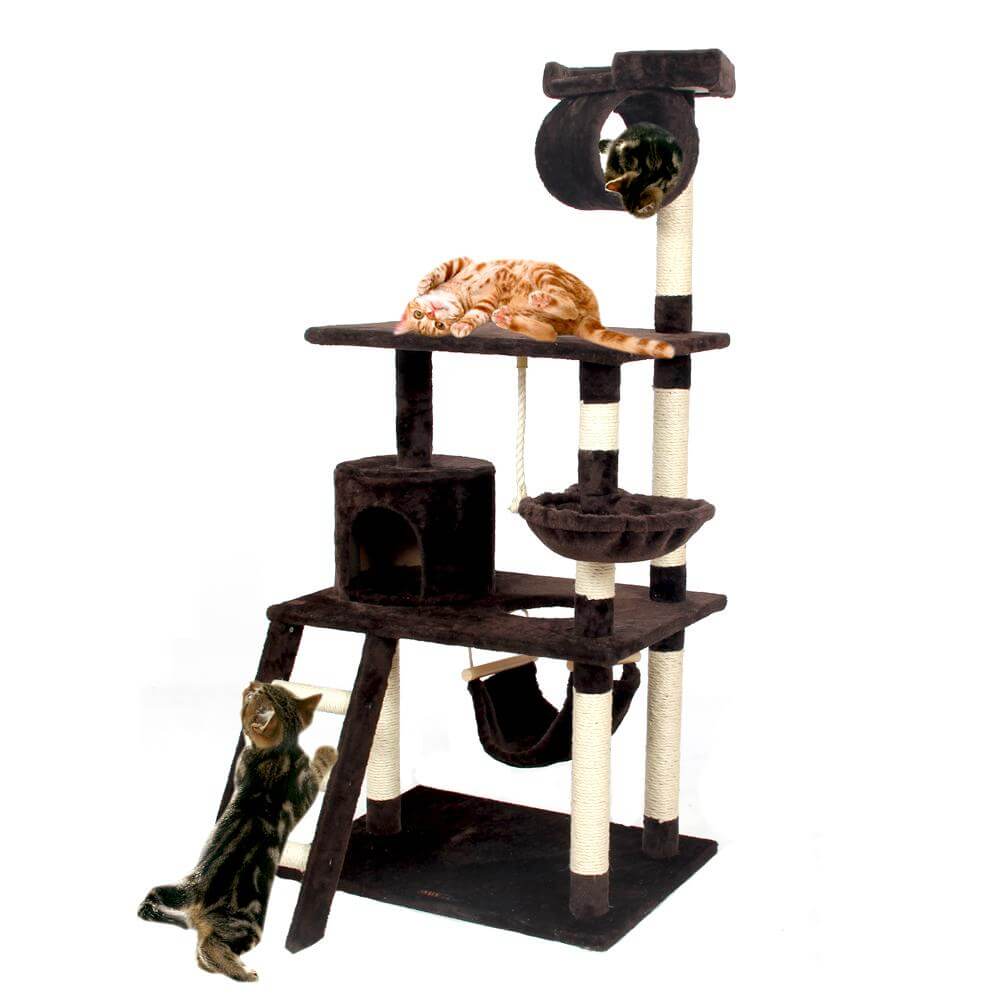 Cat Climbing Tree Multi-Level Natural Wood 156 Cm