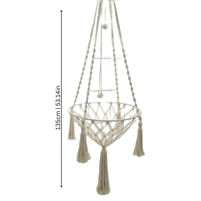 Cat Hammock Hand-Woven Cotton Rope Hanging Basket Nest