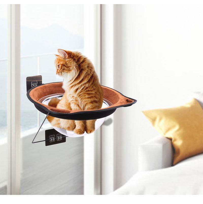 Cat Hammock Window-Mounted Adhesive Metal Frame Plush Pad