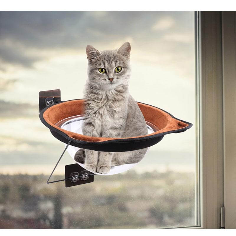 Cat Hammock Window-Mounted Adhesive Metal Frame Plush Pad