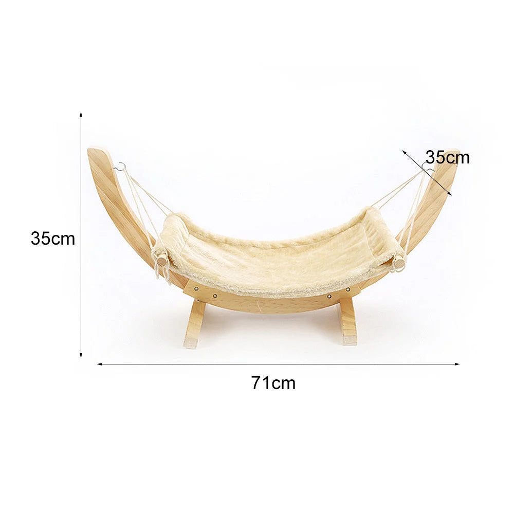 Cat Hammock Wooden Frame Oxford Fabric Hanging Bed