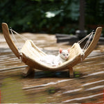Cat Hammock Wooden Frame Oxford Fabric Hanging Bed