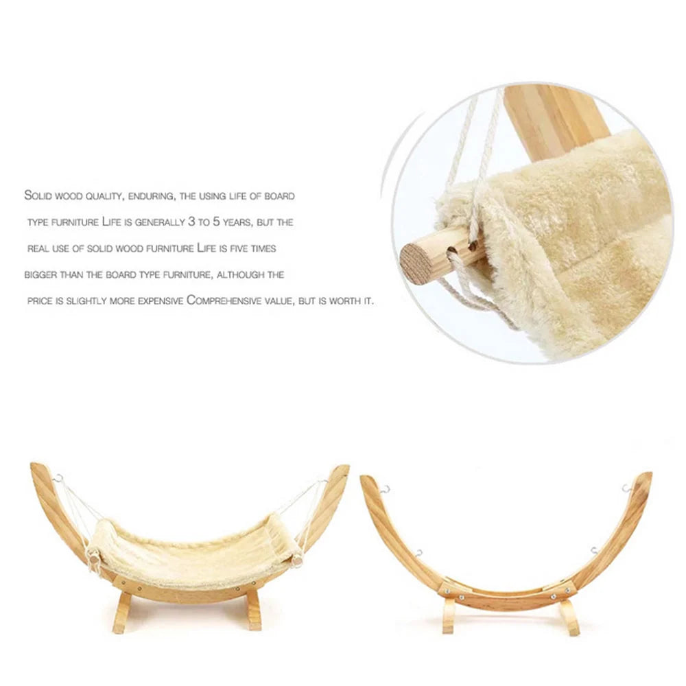 Cat Hammock Wooden Frame Oxford Fabric Hanging Bed
