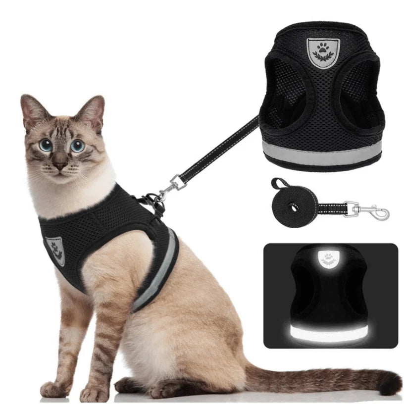 Cat Harness Escape-Resistant Adjustable Reflective With Leash