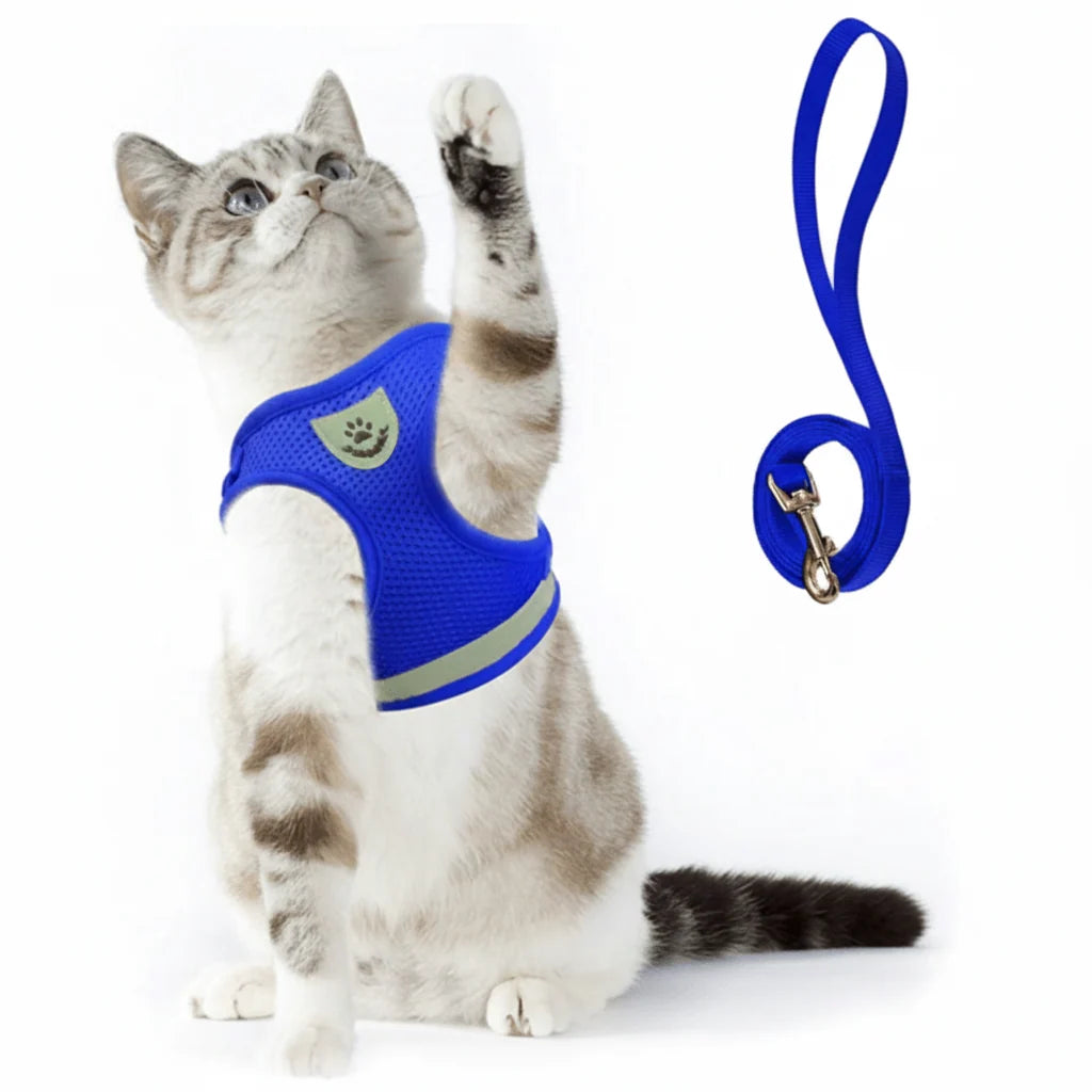 Cat Harness Escape-Resistant Adjustable Reflective With Leash