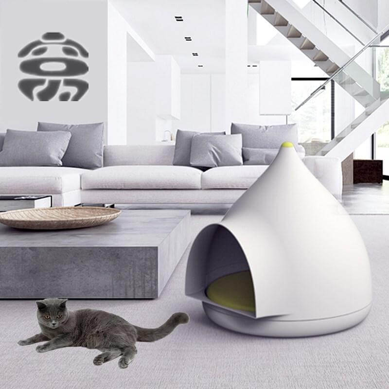 Cat House Water Drop Design Plush Interior