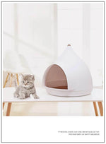 Cat House Water Drop Design Plush Interior