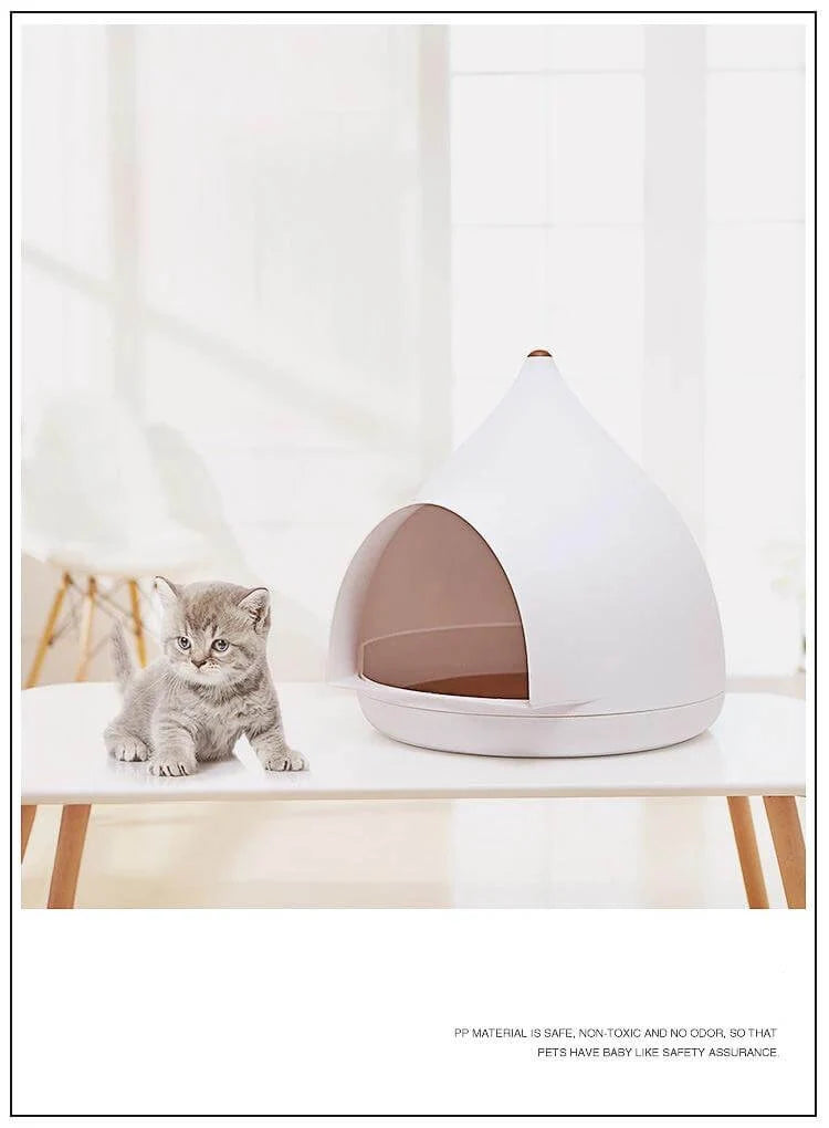 Cat House Water Drop Design Plush Interior