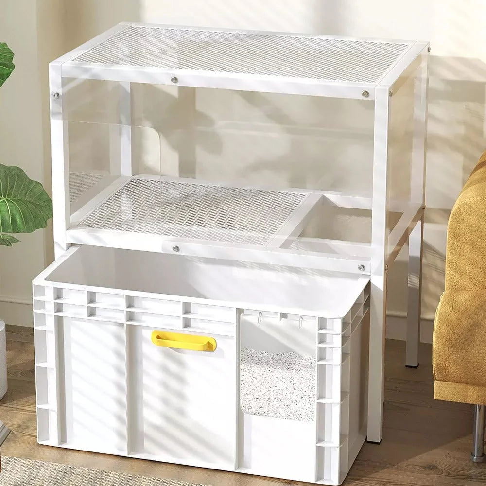Cat Litter Box Cabinet Enclosed Ventilated Multi-Level Storage