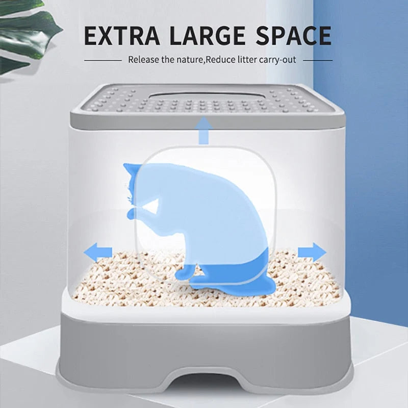 Cat Litter Box Top-Entry Anti-Tracking Enclosed Design