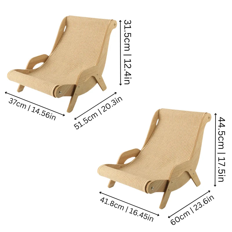 Cat Lounge Chair Sisal Scratcher & Wood Frame