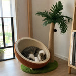Cat Lounger Tree Coconut Shell Bed Soft Felt Interior