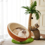 Cat Lounger Tree Coconut Shell Bed Soft Felt Interior