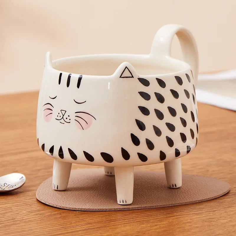 Cat Mug Ceramic Cat-Shaped Design 11.8 Oz Capacity